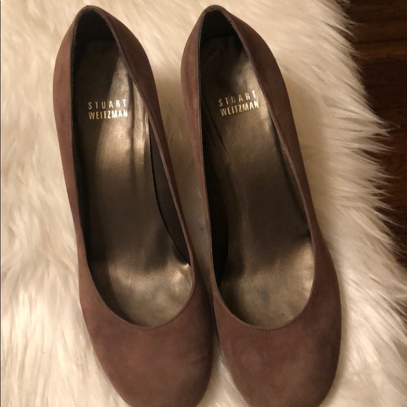 Stuart Weitzman Suede Wedge Shoes Women’s 8M Chocolate Brown Round Toe
